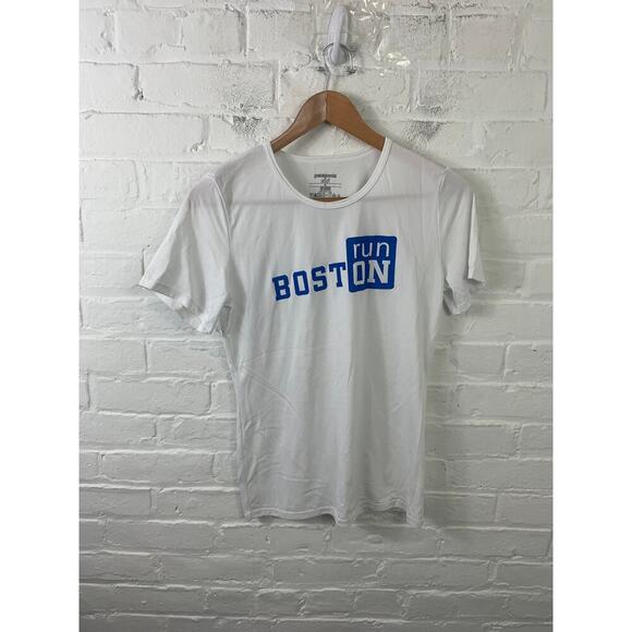Patagonia Women's Run Boston Crew Neck Pullover T-Shirt Short Sleeve White SZ M - Picture 1 of 4